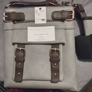 Concealed carry purse with locking compartment and Velcro holster.